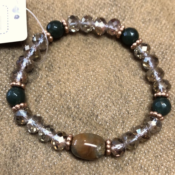 Turquoise & Green Crystal Beads and A Shade of Brown With gold accents - Picture 8 of 9